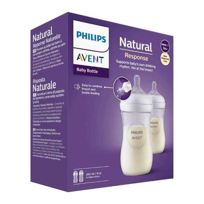 avent-avent-natural-response-pack-2-biberons-1mois-260ml-biberon-et-goupillon.jpg AVENT NATURAL RESPONSE PACK 2 BIBERONS 1MOIS+ 260ML – Image 1