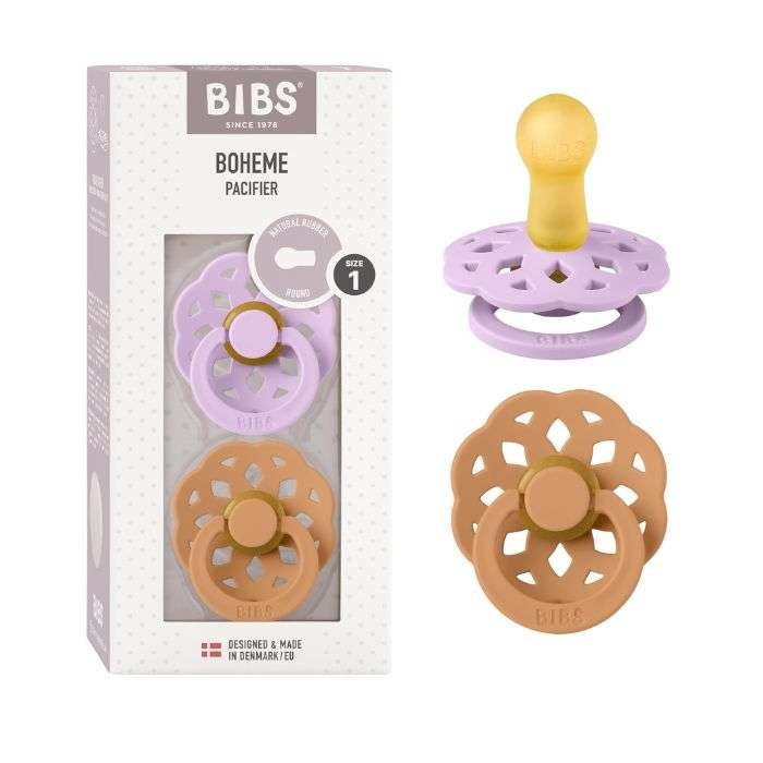 bibs-boheme-pacifier-natural-rubber-round-size-1-pack-de-2-violet-sky-et-pumpkin.jpg BIBS BOHEME PACIFIER NATURAL RUBBER ROUND SIZE 1 PACK DE 2 VIOLET SKY ET PUMPKIN – Image 1