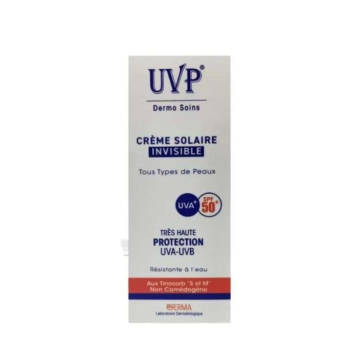 dermo-soins-uvp-creme-solaire-invisible-50ml-spf-50.jpg DERMO SOINS UVP CREME SOLAIRE INVISIBLE 50ML SPF 50+ – Image 1