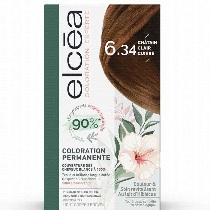 elcea-elcea-coloration-permanente-634-chatain-claire-coloration.jpg ELCEA COLORATION PERMANENTE 6.34 CHATAIN CLAIRE – Image 1