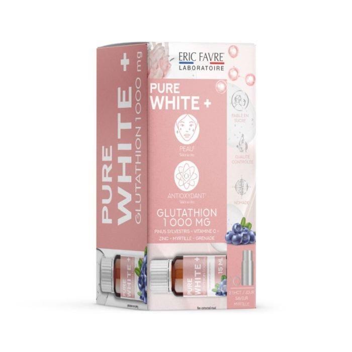 eric-favre-shot-pure-white-glutathion-1000-mg-boite-de-10.jpg ERIC FAVRE SHOT PURE WHITE + GLUTATHION 1000 MG BOITE DE 10 – Image 1