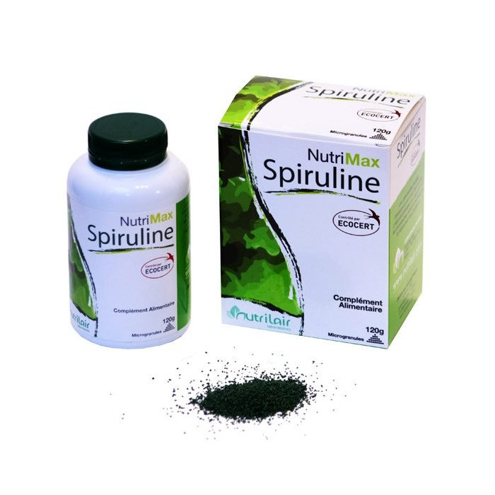 nutrimax-nutrimax-spiruline-100-bio-120-g-microgranules-tonus-et-vitalite-complements-alimentaires.jpg NUTRIMAX SPIRULINE 100% BIO 120 G MICROGRANULES TONUS ET VITALITÉ – Image 1